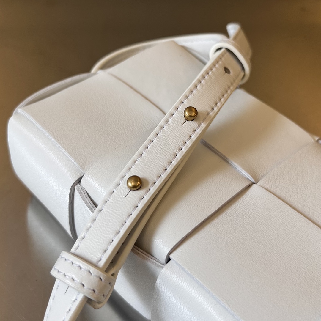  Mini Cassette Intreccio Leather Cross-body Bag White 